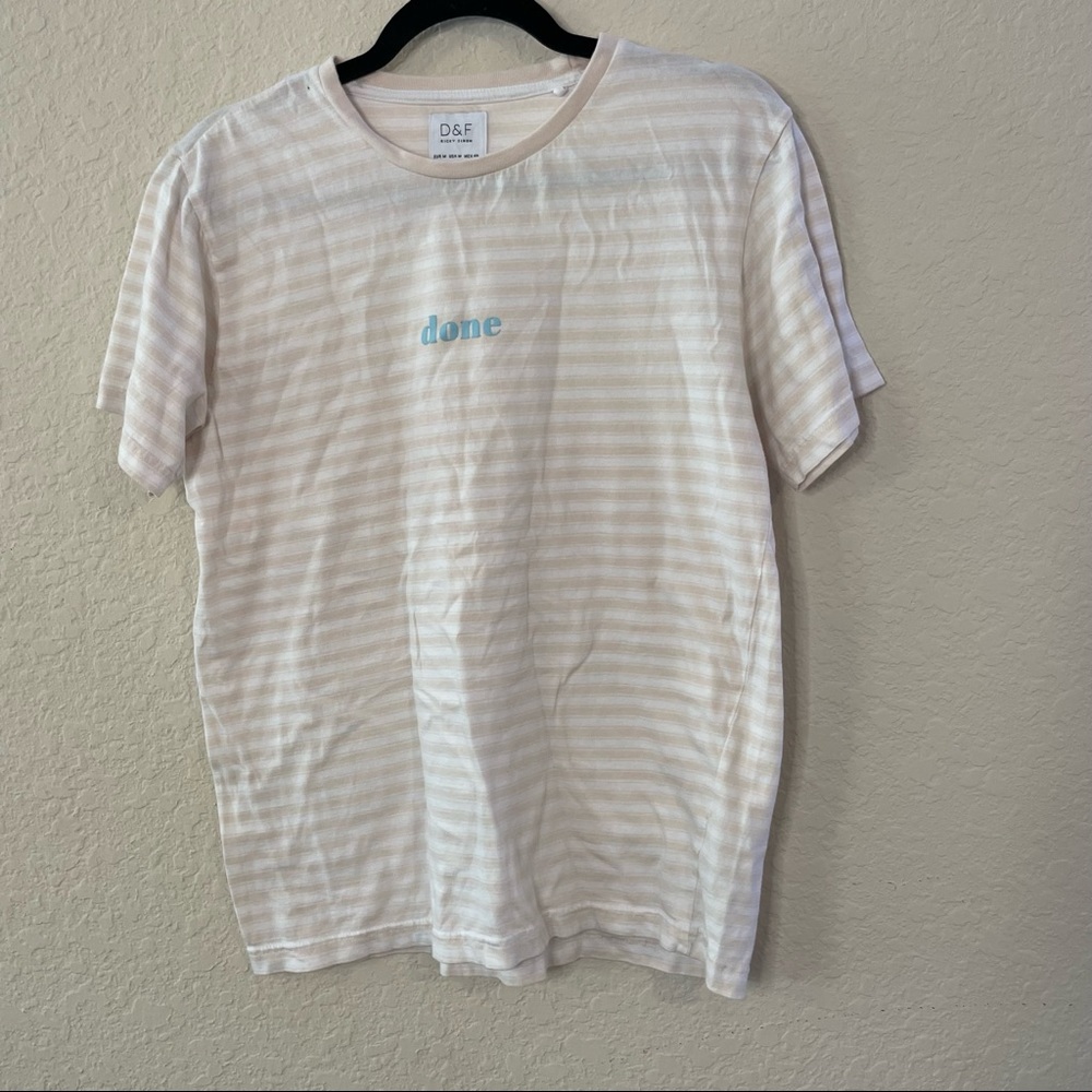D & F Embroidered Done Striped Shirt | M